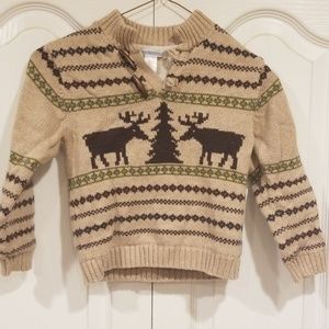Janie and Jack Boys 4T wool Moose Sweater & Pants